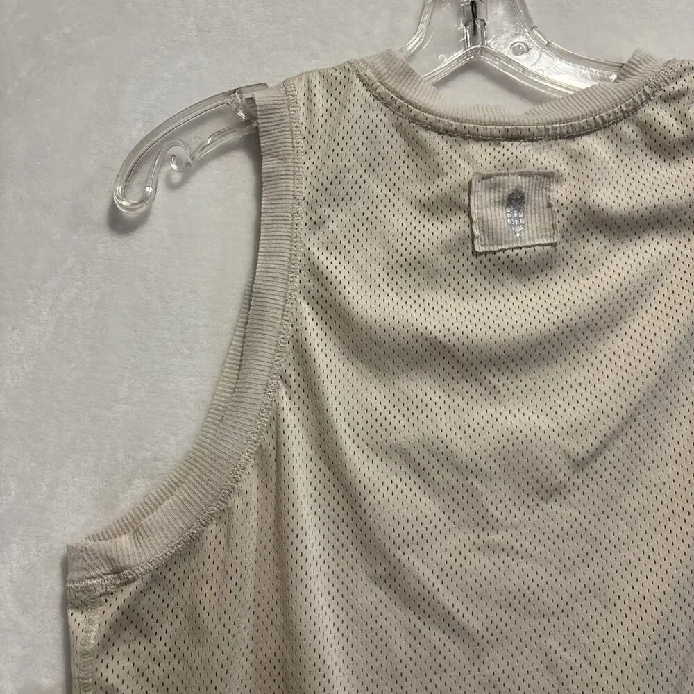 Free People FP Movement Love Mesh Tank Cream Ivory Raw Hem Women's Size Small